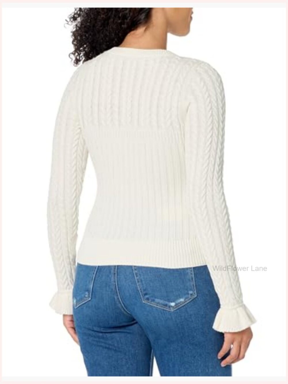 Half Puff Sleeve Crew Neck Pullover Sweater - Picture 2 of 2